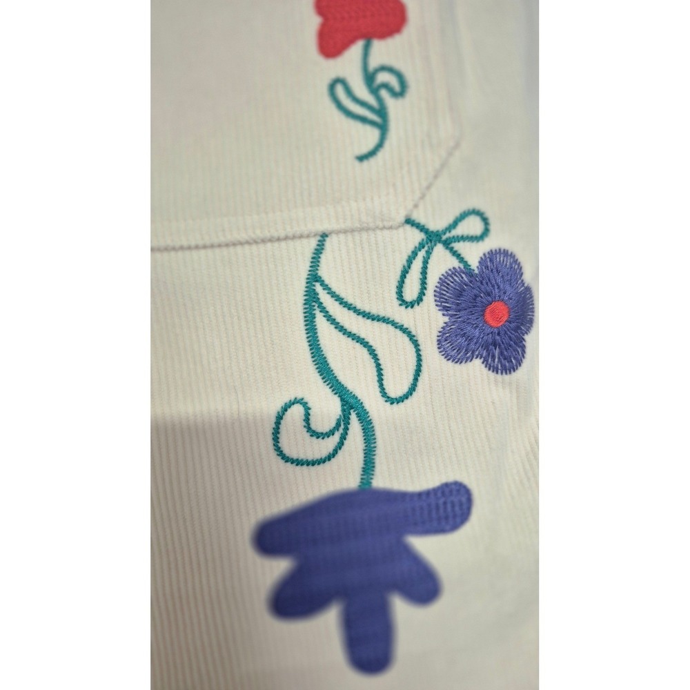 Floral Embroidered Corduroy Pants Cream Boho‎ Cottagecore Size M NWT - Picture 12 of 12